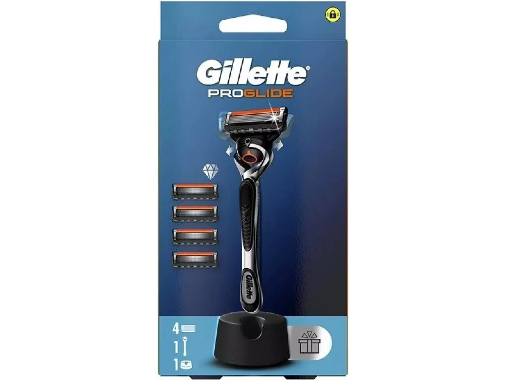 Gillette Proglide hol.strojek + 4 náhrady + stojánek, kart.6ks