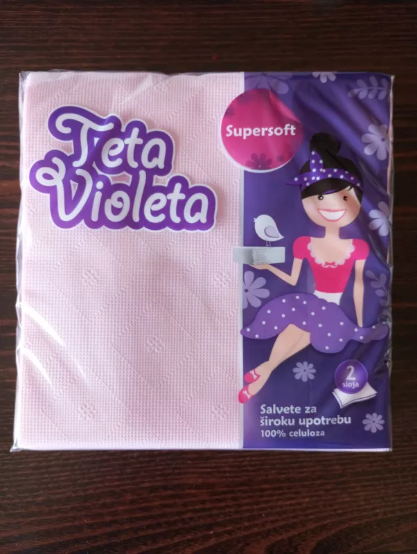 Ubrousky Violeta 38x38cm, 2vrstvé, světle růžové, 25ks/bal, 3870128018662