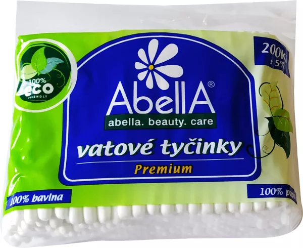 Vatové tyčinky 200ks, Premium, zip, 100% ECO (papír+bavlna)