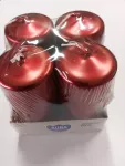 Adventní svíce válec 4ks/40/80mm metalik červená
