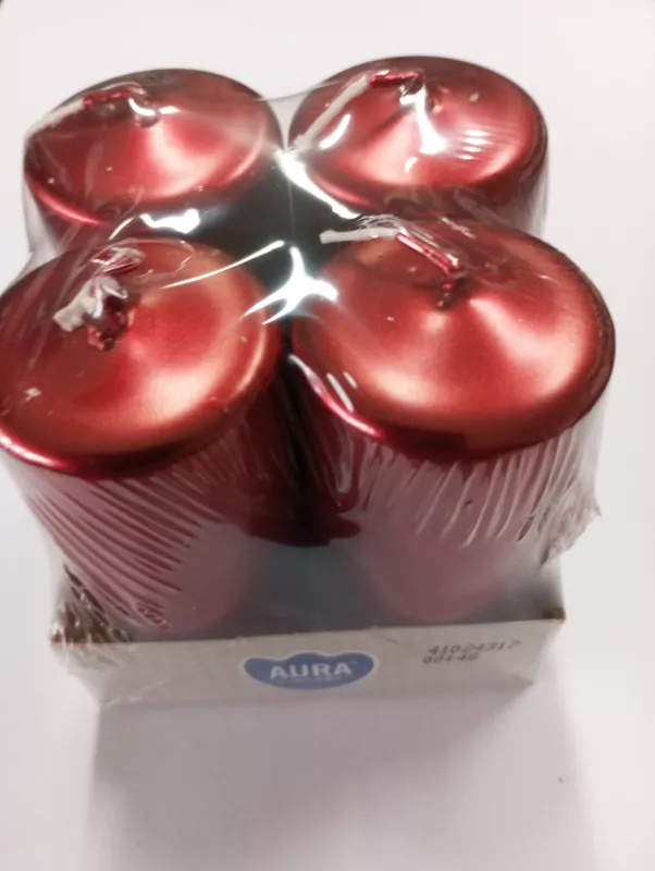 Adventní svíce válec 4ks/40/80mm metalik červená