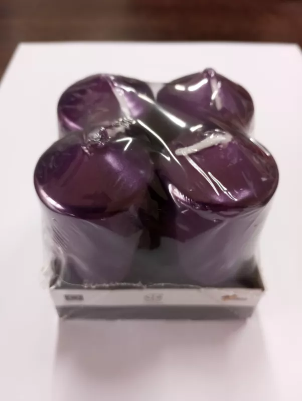 Adventní svíce válec 4ks/40/80mm metalik fialová