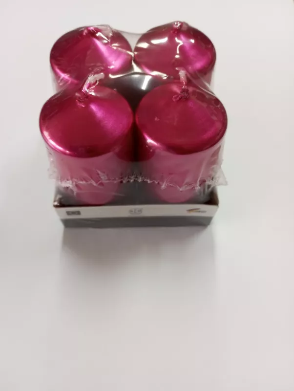 Adventní svíce válec 4ks/40/80mm metalik růžová