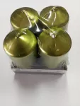 Adventní svíce válec 4ks/40/80mm metalik zelená
