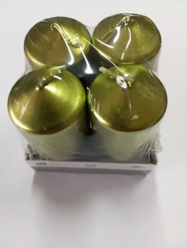 Adventní svíce válec 4ks/40/80mm metalik zelená