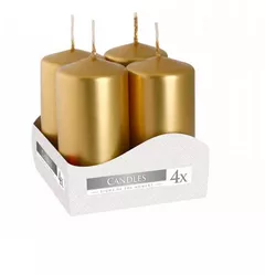 Adventní svíce válec 4ks/40/80mm metalik zlatá