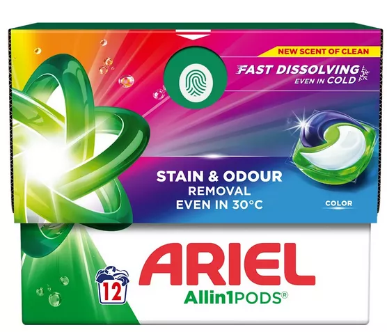 ARIEL gel 12tablet Color Allin1 Stain&Odour kart.4ks AKCE !!!