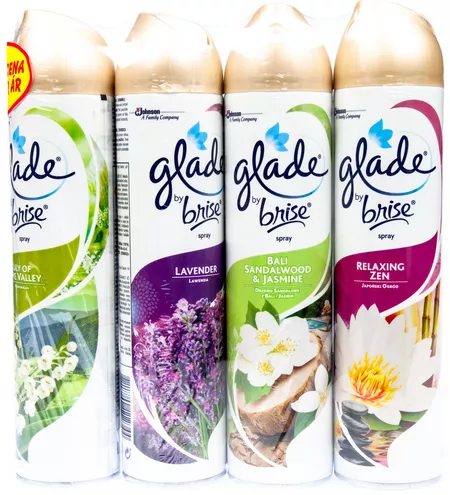 BRISE Glade spray 300ml MIX 4vůní 12PACK (jap.zahr.,konvalinka,santál.dř.,prádlo)