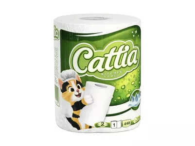 CATTIA kuch. utěrky 2vrst.,100% cel.,100m,v=22cm, 440útr. zel.obal bal.6rolí, pal.192ks