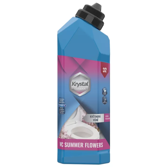 KRYSTAL WC summer flowers na keramiku a nerez, modrý 750ml novinka kart.17ks