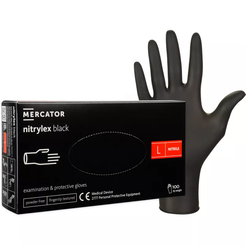 Rukavice jednorázové vyš. nitryl bez pudru L 100ks, Black kart.10x100ks