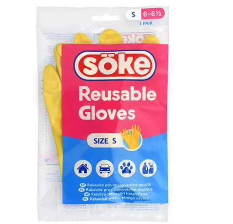 Rukavice SÖKE gum. S vel. 6-6,5 žluté , bal.16párů