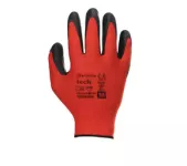 Rukavice TECH red+black PU polyester+latex vel. XXL