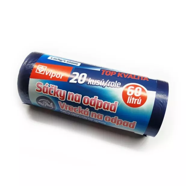 Sáčky na odpad 60l s uchy, modré, 20ks, PEVNÉ, 07026208