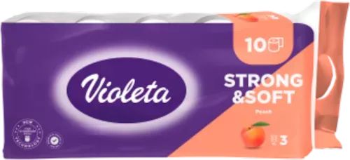 TP VIOLETA SOFT Broskev,3vrst.,parf. 100%cel.,bal.10rolí, 8bal./pyt.,28pytlů/pal. 13m