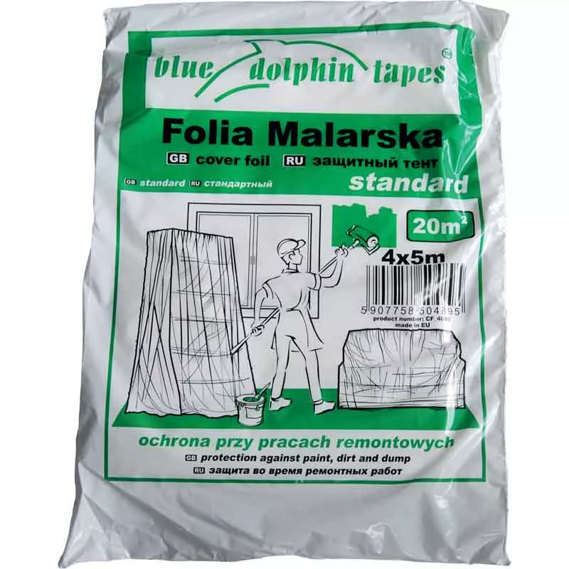Zakrývací folie (plachta) HDPE 7my, 4x5m, kart. 50ks AKCE !!! Doprodej !!