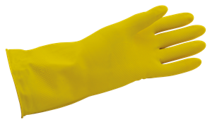 Rukavice pro domácnost latexové žluté "M" STANDART s velur. úpravou (gumové)