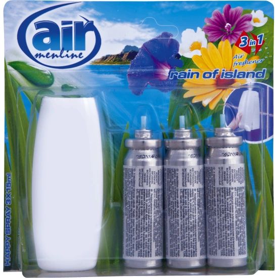 AIR menline happy spray osvěž.vzduchu s rozprašovačem + 3x15ml náplň Rain of Island Ostatní