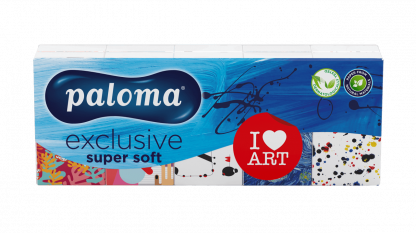 Kapesníky PALOMA EXCLUSIVE "ART" bílé 4vrst.,100% celuloza 10x10 ks, limitovaná edice