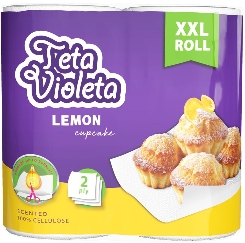 Kuch.utěrky Teta VIOLETA,Lemon cupcake,2vrst., celul. XXL,23m,,vys.absorbent,3859892288624